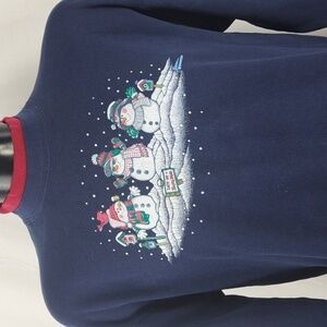 Vintage Morning Sun Snowman XL dark blue holiday casual pullover sweatshirt